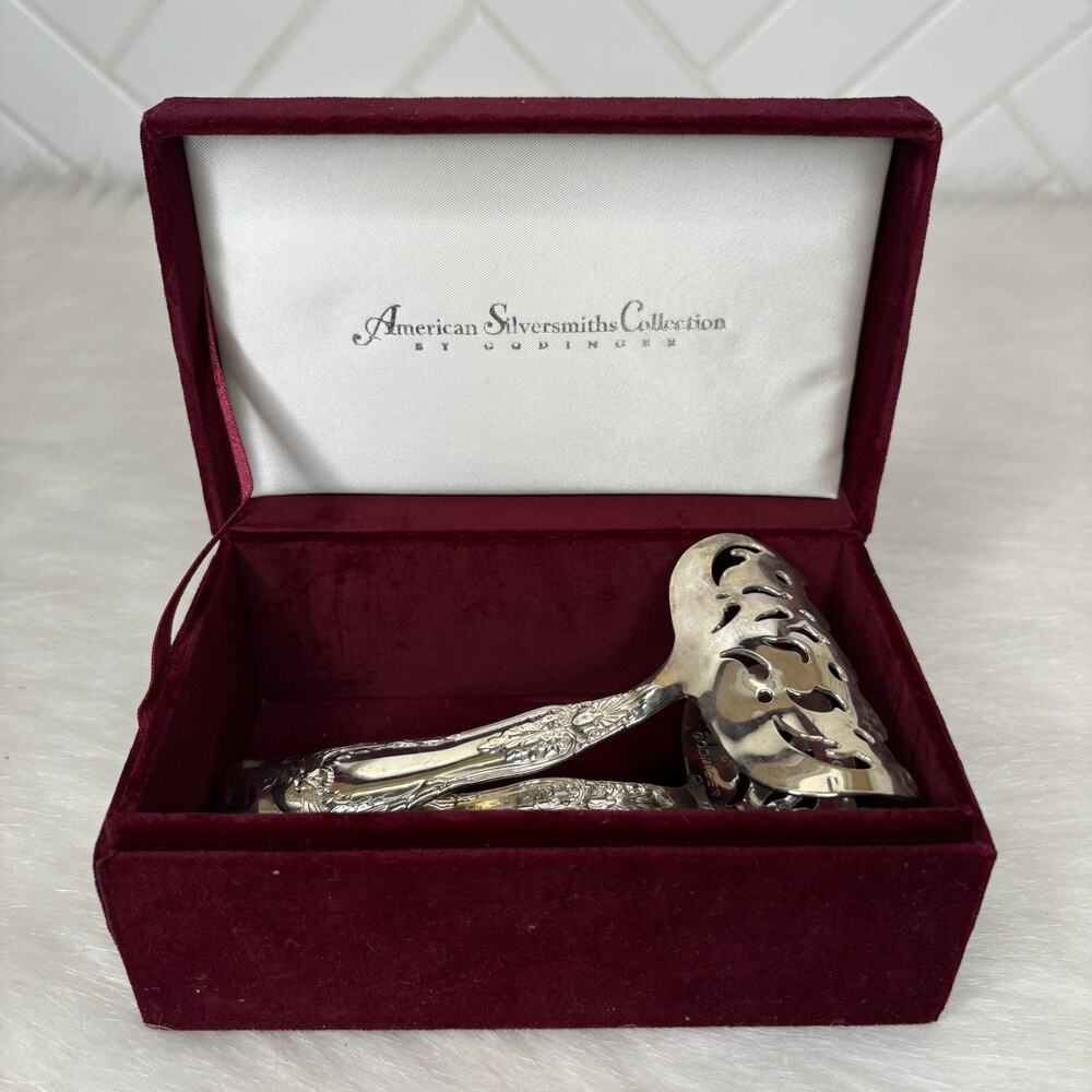 Godinger Silver Art Co American Tongs Tiffany Reproduction Silverplate w Box